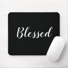 Mousepad Texto de script personalizado preto e branco abenç