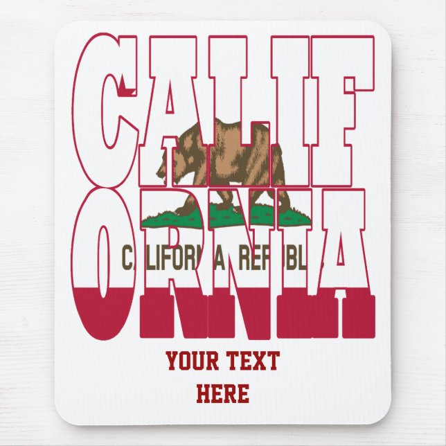 Mousepad Texto do sinalizador do estado da Califórnia (Frente)