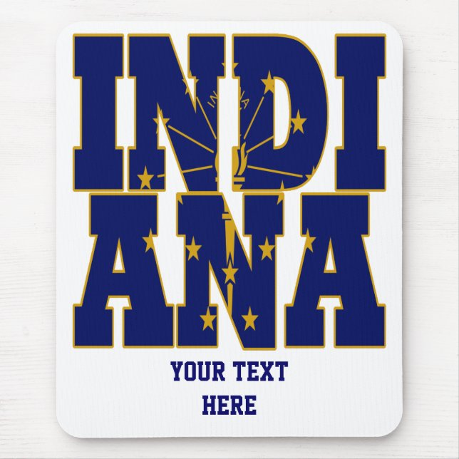 Mousepad Texto do sinalizador do estado de Indiana (Frente)
