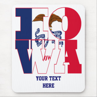 Mousepad Texto do sinalizador do estado de Iowa