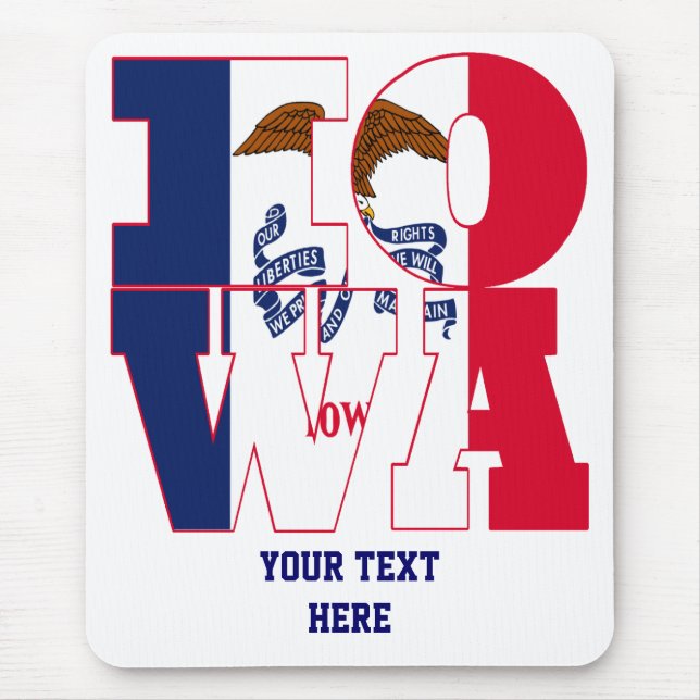 Mousepad Texto do sinalizador do estado de Iowa (Frente)