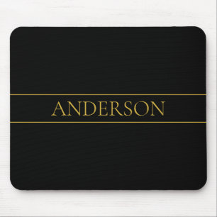 Mousepad Texto e Linhas Douradas Personalizáveis Clássicas