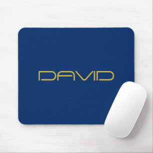 Mousepad Texto Elegante Editável Dourado e Azul Marinho