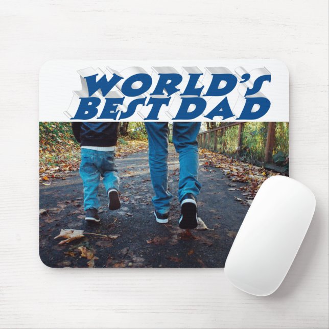 Mousepad Texto em 3d azul de foto do melhor Pai (Com mouse)