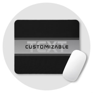 Mousepad Texto em Camadas Personalizável Moderno   Preto e