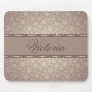 Mousepad Texto floral bonito do costume do teste padrão de