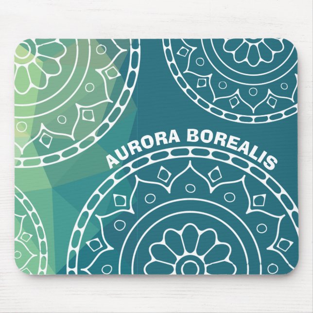 Mousepad Texto personalizado amarelo-verde-azul de Mandala (Frente)