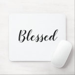 Mousepad Texto personalizado branco-preto abençoado, bonito<br><div class="desc">Bênçãos, preto e branco, com um roteiro personalizado, caligrafia o Pad do Mouse fofo. Elegante, design moderna. Texto personalizável.</div>