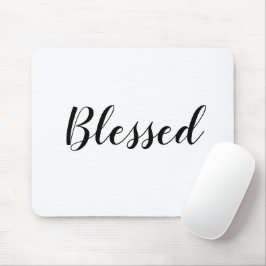 Mousepad Texto personalizado branco-preto abençoado, bonito