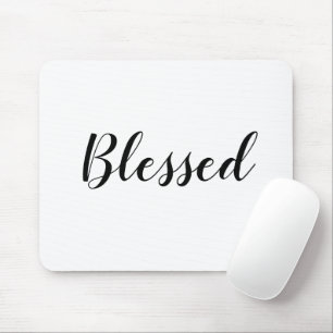 Mousepad Texto personalizado branco-preto abençoado, bonito