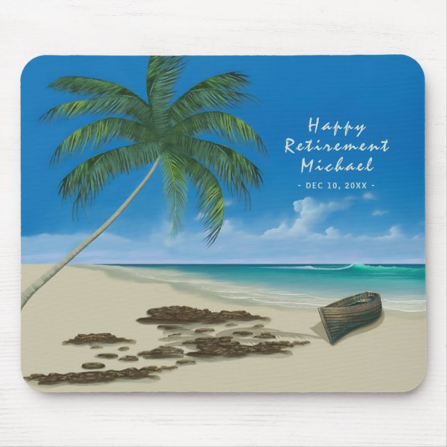 Mousepad Texto Personalizado da Praia de Areia Tropical (Frente)