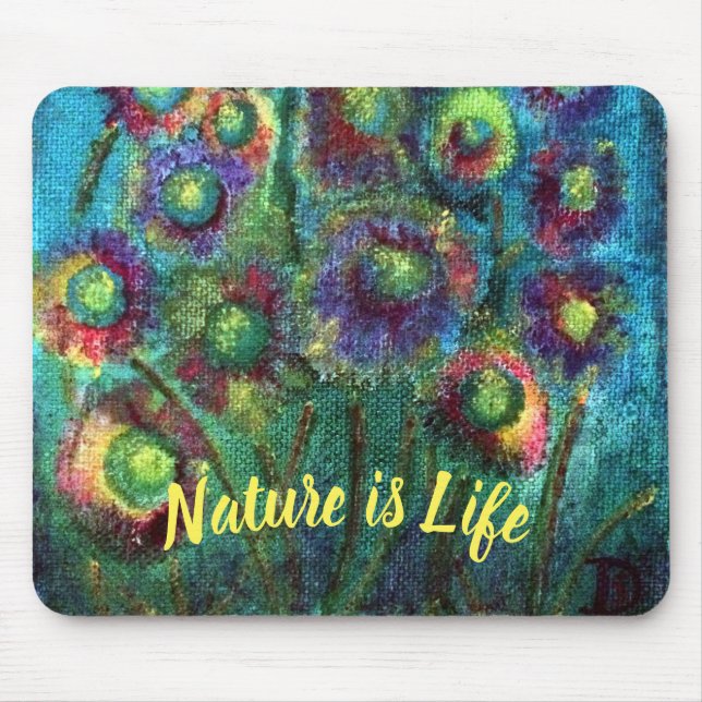 Mousepad Texto Personalizado de Flores de abstrato (Frente)