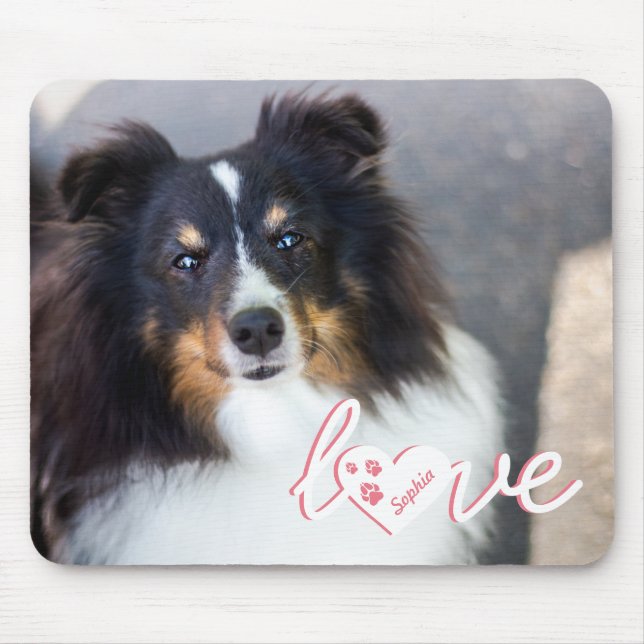 Mousepad Texto Personalizado De Foto Pet E Amor Com Palavra (Frente)