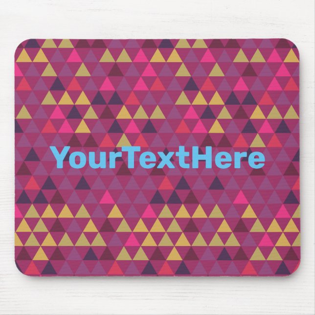 Mousepad Texto Personalizado de Triângulos Coloridos (Frente)