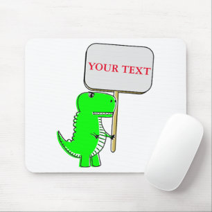 Mousepad Texto Personalizado do Dinossauro Verde Bonito