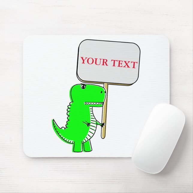 Mousepad Texto Personalizado do Dinossauro Verde Bonito (Com mouse)