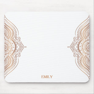 Mousepad Texto personalizado do ornamentado rosa-gold manda