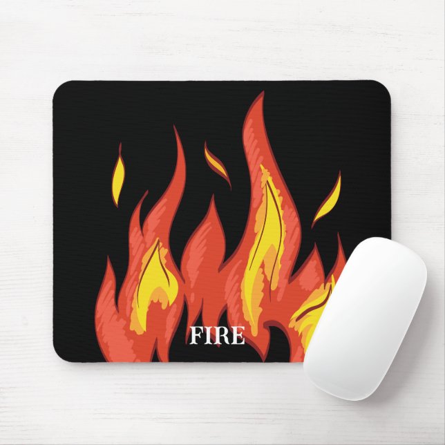 Mousepad texto personalizado fogo Fundo trendy vermelho Pre (Com mouse)