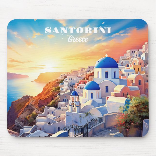 Mousepad Texto personalizado Grécia Santorini Sunset (Frente)