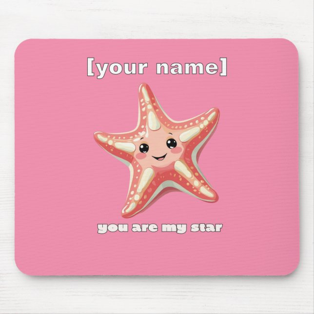 Mousepad Texto Personalizado ou Nome Starfish Design (Frente)