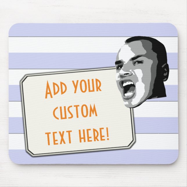 Mousepad Texto Personalizado Shout em Listras Azuis de Past (Frente)