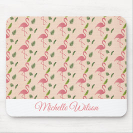 Mousepad Texto Personalizado Tropical Rosa bonito Flamingo