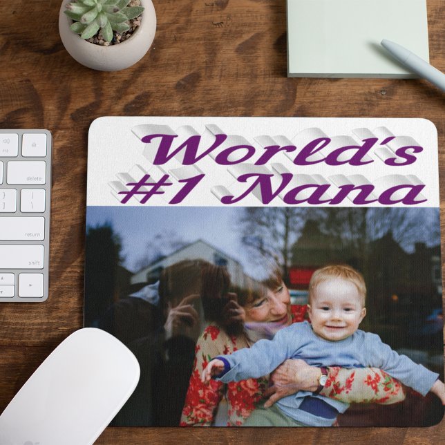 Mousepad Texto roxo da foto da Nana (Criador carregado)