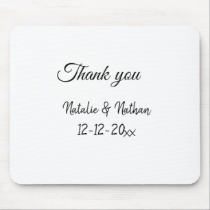Mousepad texto simples de agradecimento de casal com data e