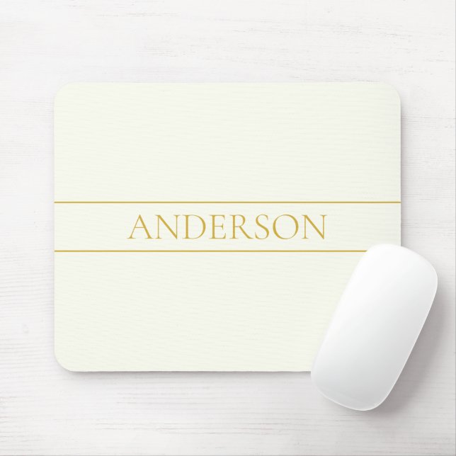 Mousepad Texto Simples Elegante Personalizável | Dourado Br (Com mouse)
