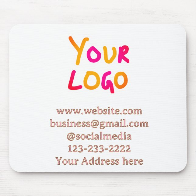 Mousepad texto simples mínimo adicione seu logotipo/design  (Frente)