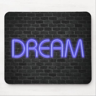 Mousepad Texto SONHO em luzes de néon no tijolo
