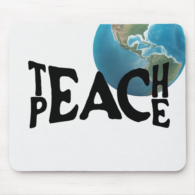 Mousepad Texto "Teach Peace" e planeta Terra (Frente)