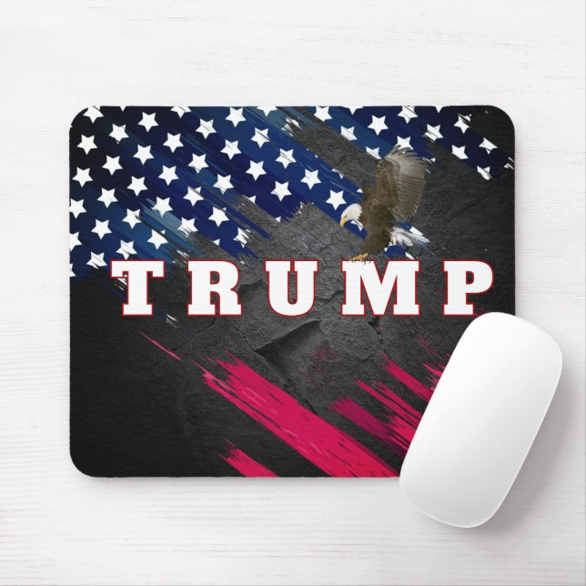 Mousepad Texto Trump no sinalizador USA com águia careca (Com mouse)