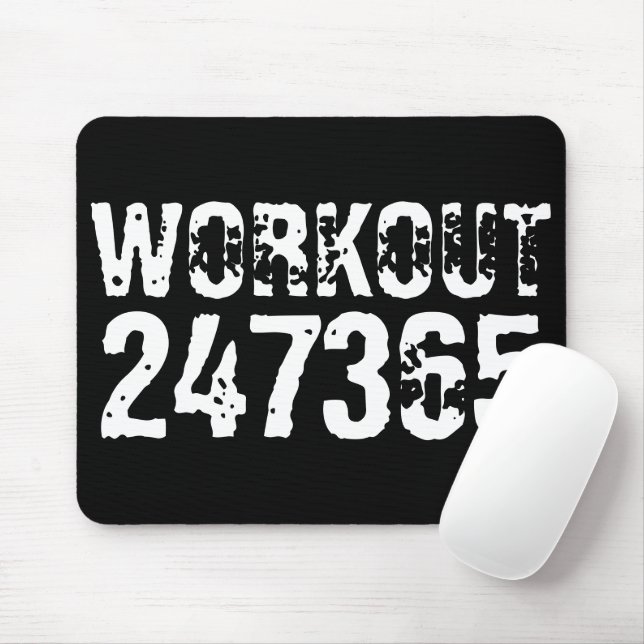 Mousepad Texto vestido e arranhado Workout 247365 branco (Com mouse)