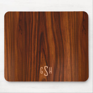 Mousepad Textura de madeira de mogno escuro, Monograma