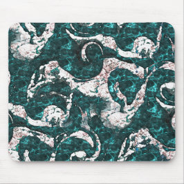Mousepad Textura de manchas brancas misturadas em aquamarin