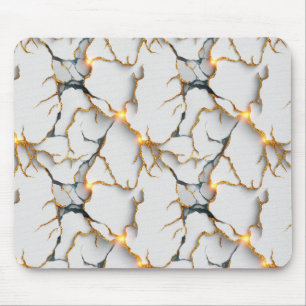 Mousepad Textura de Mármore Branco com Veias Douradas Brilh
