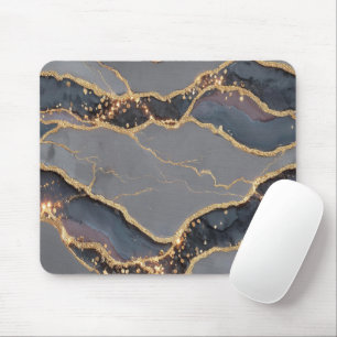 Mousepad Textura de Mármore Cinza Escuro Luxuoso com Veias