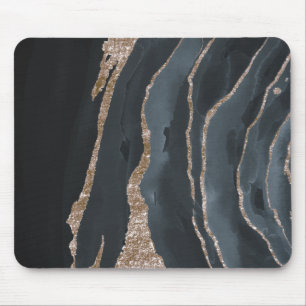 Mousepad Textura de mármore dourado preto legal