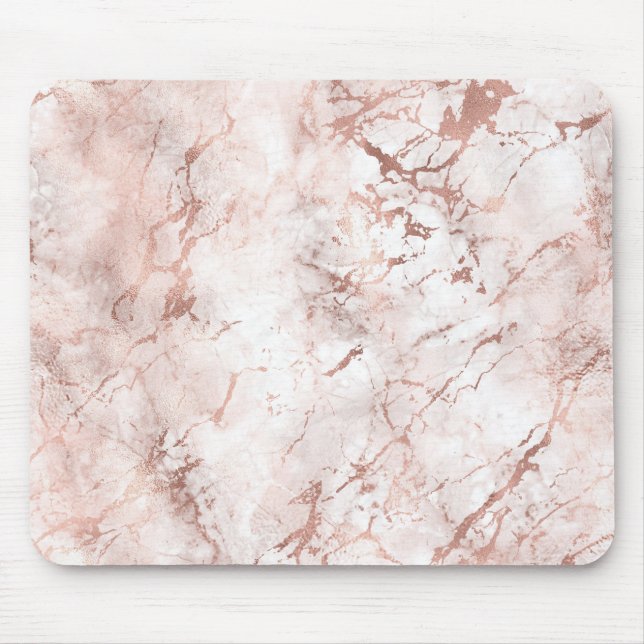 Mousepad Textura de mármore falso rosa branco dourado (Frente)