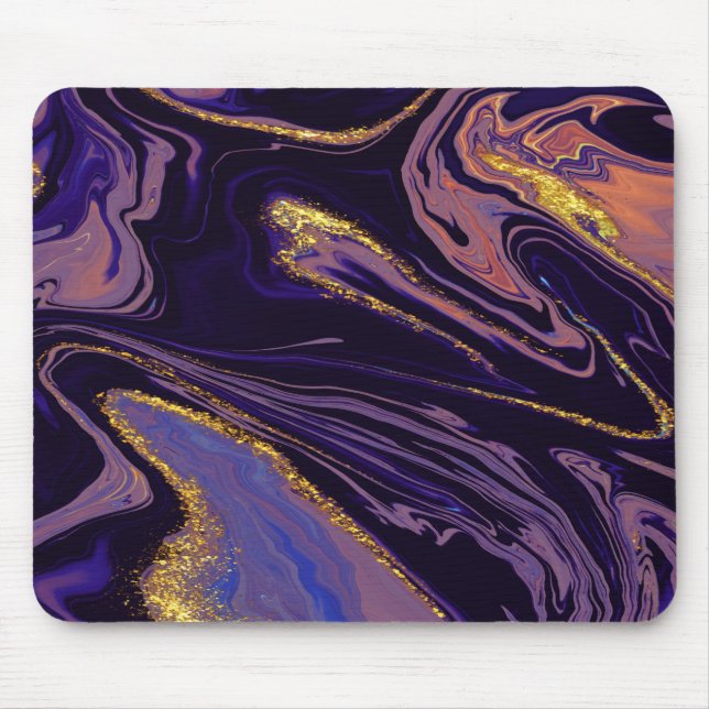 Mousepad Textura de Mármore Violeta Dourado Resplandecente (Frente)