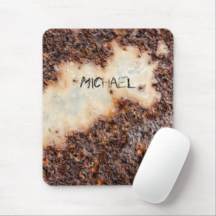 Mousepad Textura de metal enferrujado marrom legal Seu nome
