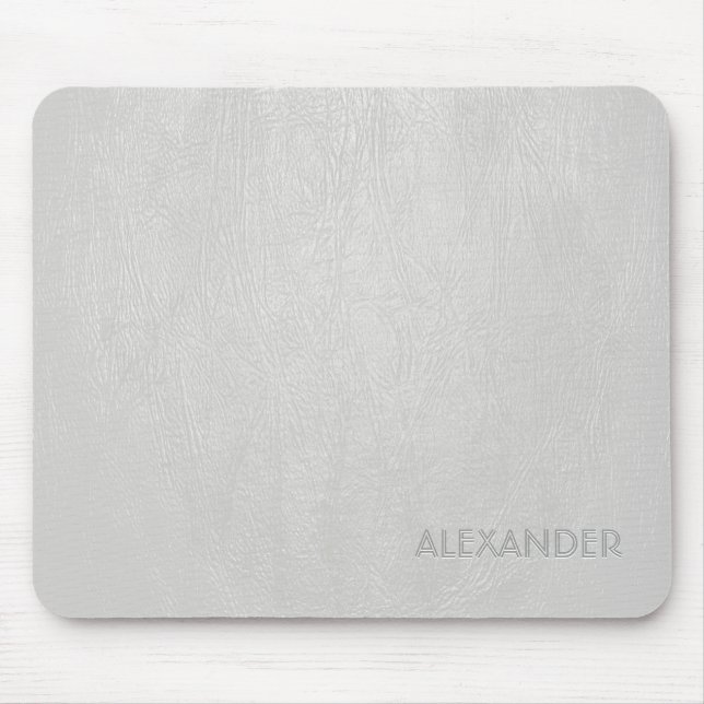 Mousepad Textura De Padrão De Couro Branco - Monograma/Tex  (Frente)