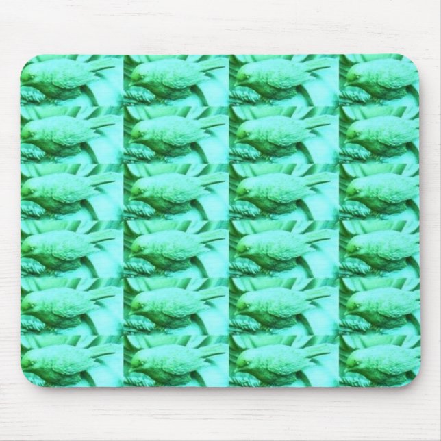 Mousepad Textura de Pássaro Azul Verde (Frente)