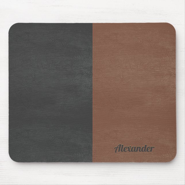 Mousepad Textura em couro preto e marrom de tela plana (Frente)