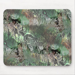 Mousepad Textura estranha em verde-cinza com crânio abstrat