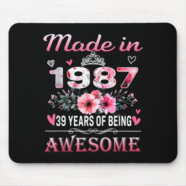 Mousepad &#; th Birthday Made In 1987 &#;  Years Of Being A (Frente)