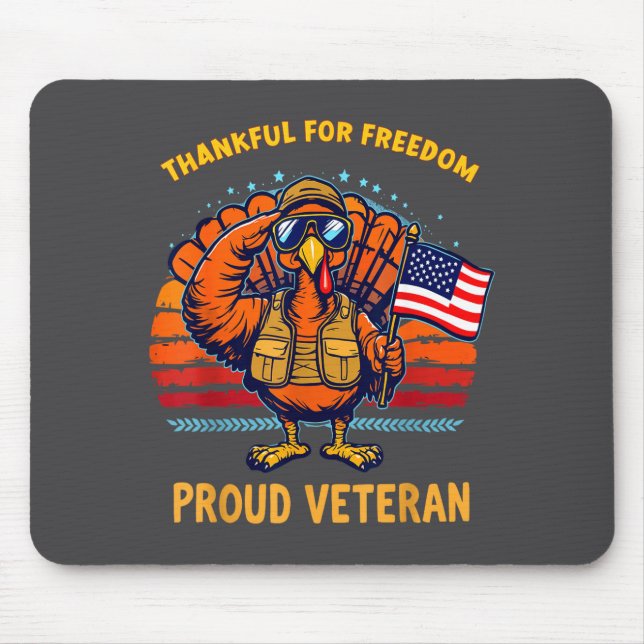 Mousepad Thankful For Dom Proud Veteran Patriotic Thanksgiv (Frente)