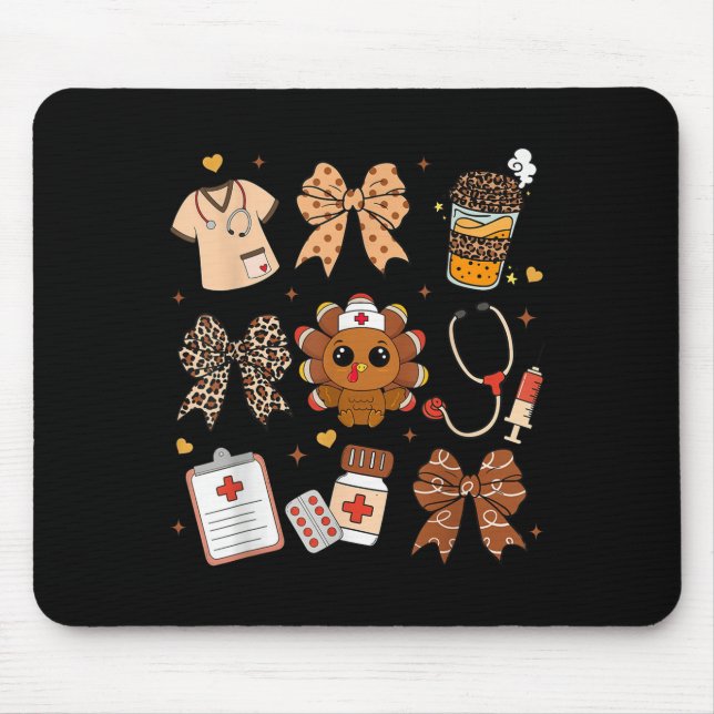 Mousepad Thankful Turkey Nurse Fall Stethoscope Coquette Th (Frente)