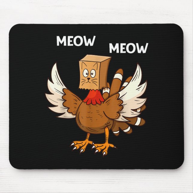 Mousepad Thanksgiving Cat Funny Fake Cat Meow Thanksgiving  (Frente)